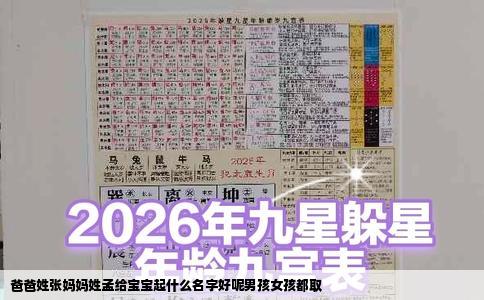 爸爸姓张妈妈姓孟给宝宝起什么名字好呢男孩女孩都取