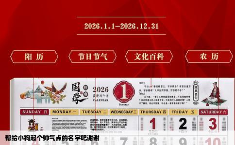 帮给小狗起个帅气点的名字吧谢谢