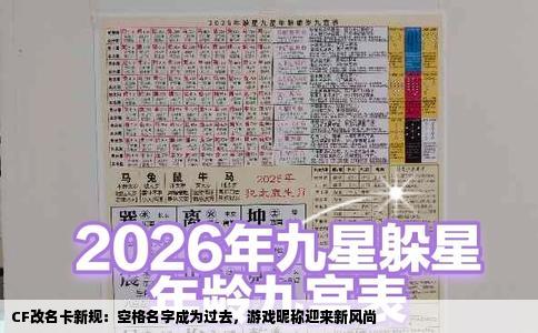 CF改名卡新规：空格名字成为过去，游戏昵称迎来新风尚