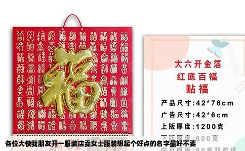 各位大侠我朋友开一服装店卖女士服装想起个好点的名字最好不要
