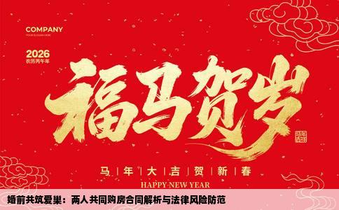 婚前共筑爱巢：两人共同购房合同解析与法律风险防范