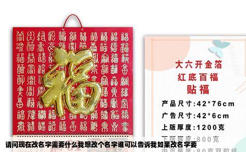 请问现在改名字需要什么我想改个名字谁可以告诉我如果改名字要