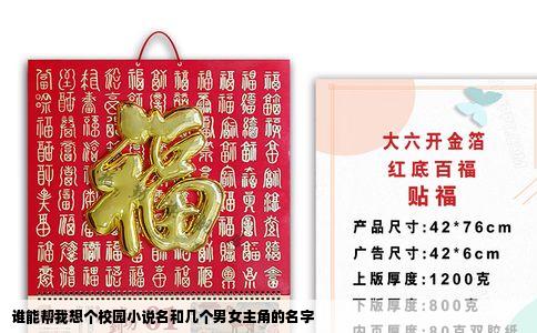 谁能帮我想个校园小说名和几个男女主角的名字